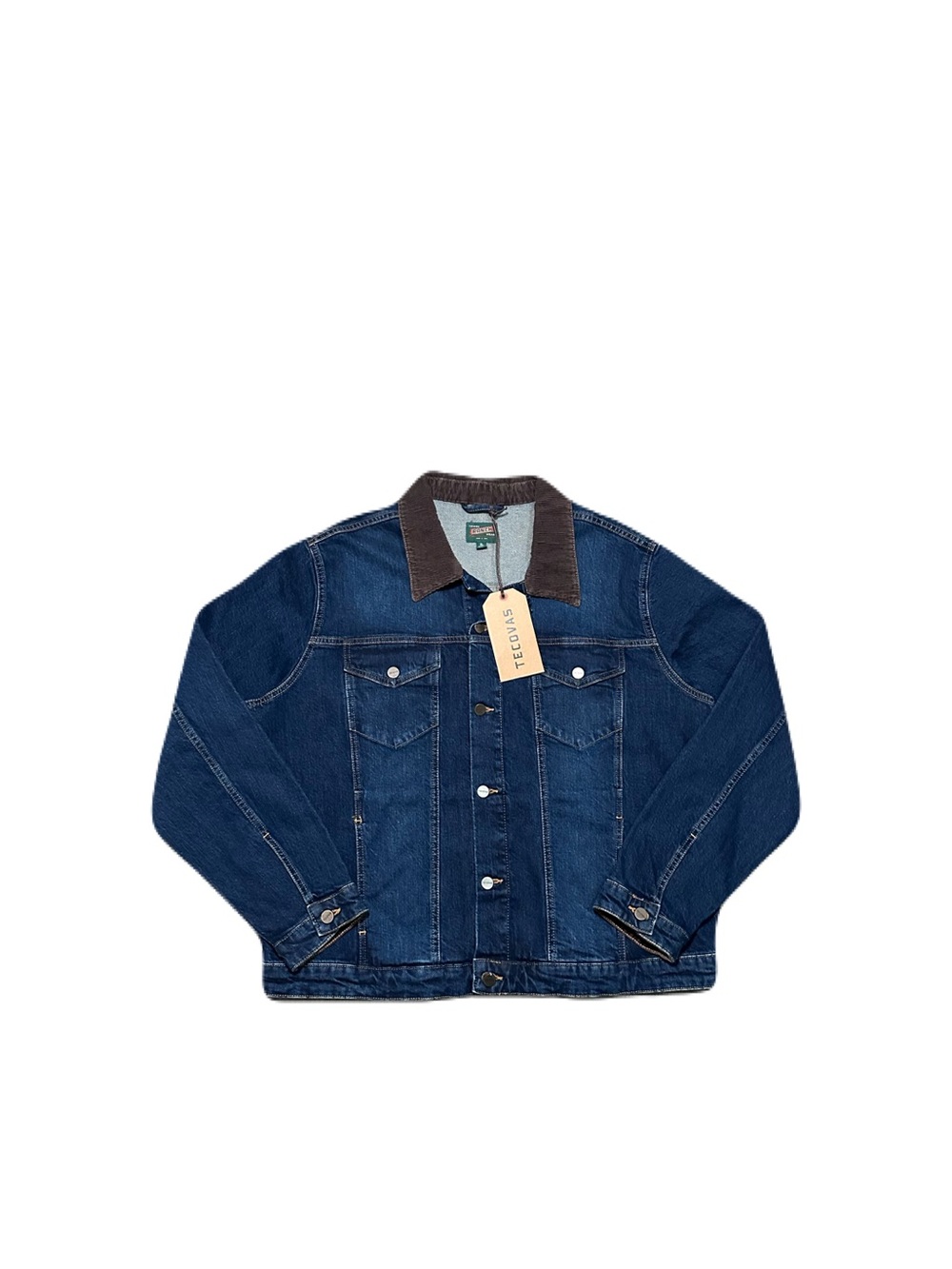 Tecovas Jacket Mens XL Blue Ranch Wear Trucker Jacket Corduroy Collar Denim NWT